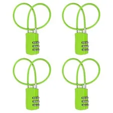 4 Pcs 3 Digit Luggage Cable Combination Lock with 12" Long Cable, Green
