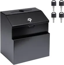 Buzón de Sugerencias Metálico con Ranura y Cerradura para Montaje en Pared, Incl
