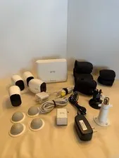 Netgear Arlo Base Station With 4 Cameras, rubber camera covers and mounts