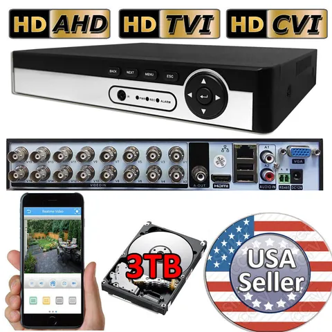 Sikker 16 Channel DVR Video Recorder System 3TB HDD support Q-see 1080P Camera