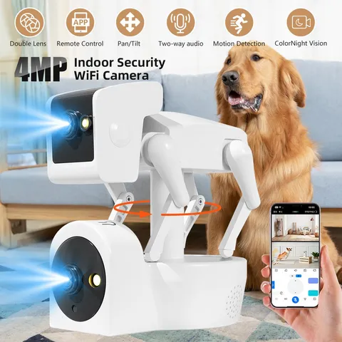 4MP 2K Wireless Dog Robot Camera Indoor Dual Lens WiFi 1080P HD PTZ Night Vision
