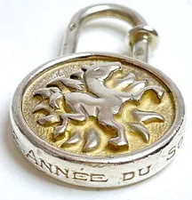 Hermes 1994 BONNE ANNEE DU SOLEIL Cadena Lock Charm SV925 Sterling Silver