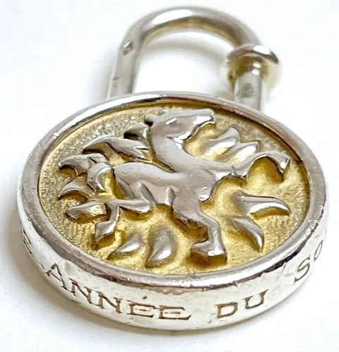 Hermes 1994 BONNE ANNEE DU SOLEIL Cadena Lock Charm SV925 Sterling Silver