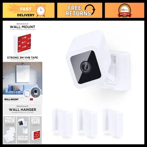 3 Pack Wall Mount for Wyze Cam V3 V4 - Easy Install, No Tools, Strong Adhesive,