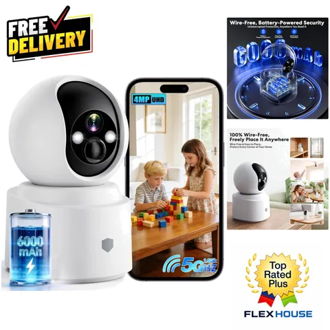 Rechargeable 360-Degree Indoor Security Camera with AI Detection & 2-Way Talk