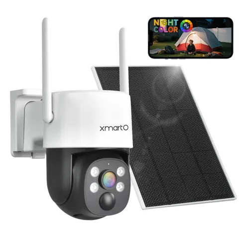 0-Light Night Color Solar Wireless Security Camera Outdoor, PTZ Wire-Free Hom...