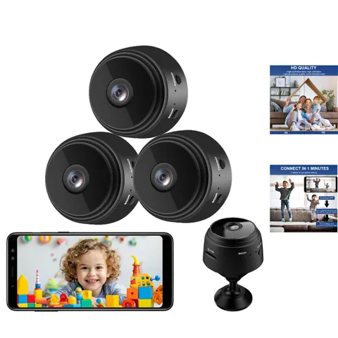 Wireless 1080P HD Mini Security Cameras - 3 Pack with Infrared Night Vision