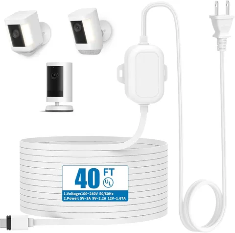 Weatherproof Power Cord for Ring Outdoor Cam Plus/Ring Spotlight Cam Plus/Pro (B