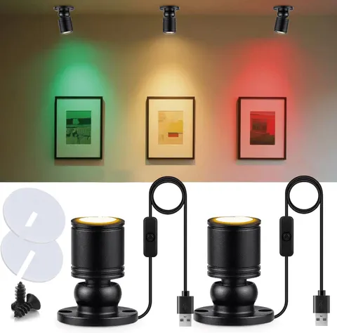 INKECI USB Powered Mini Spotlights for Displays 2-Pack – 5V 2PACK White Light 