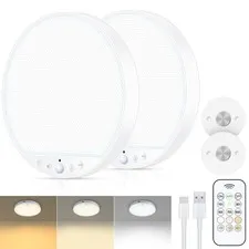 Rechargeable 8W Motion Sensor Ceiling Light Indoor, No 2PACK - 8W, Round