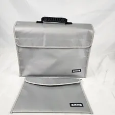 ZATAYE Fireproof Document Bag Set Large File Organizer & Small Money Pouch Silve