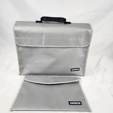 ZATAYE Fireproof Document Bag Set Large File Organizer & Small Money Pouch Silve