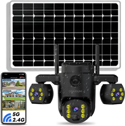 Triple Lens Outdoor Wireless Security Camera, Outdoor Cameras for Home Security,