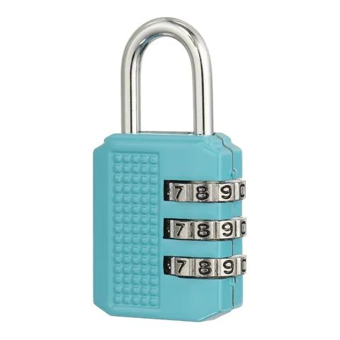 Combination Padlock (Medium, Blue), 3-Digit Shackle Code Locks