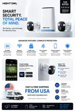 Night Owl 2K WiFi Security System 2 Outdoor Cameras 64GB Storage Alexa Ready