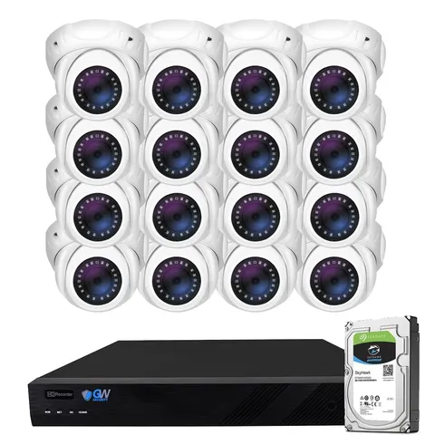 GW Security 16 Channel 12MP NVR 4K 8MP Video & Audio Camera White