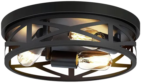 ZHU YAN 13 inch Farmhouse Ceiling Light 13in-Black-1 Pack, Black
