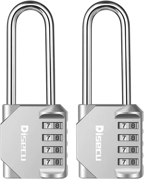 2 Pack Disecu 2.6 Inch Long Shackle Combination Lock, 4 Digit Outdoor Waterproof