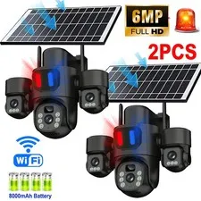 Solar Battery Powered Wireless WiFi Outdoor Pan/Tilt Home Security Camera System