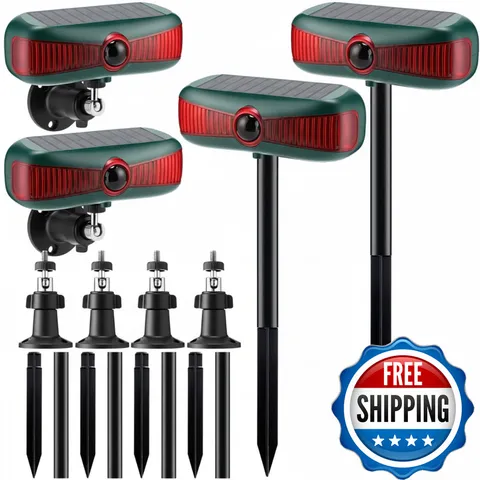 Qualirey 4 Pcs Solar Outdoor Alarm Motion Sensor 129Db Security Siren