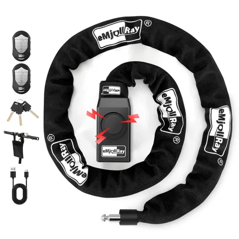 Bike Chain Lock with Alarm E Scooter Lock Anti-Theft Alarm 110dB 4ft Security...
