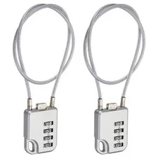 4-Digit Combination Padlock with Coated Steel Wire Rope (15.8 Inch, Grey) (2Pcs)