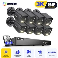 ANNKE 4K 8CH DVR HD 5MP Audio Security Camera System CCTV Outdoor AI Color Night