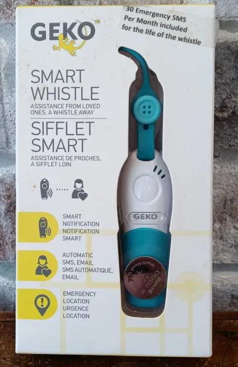New GEKO Smart Whistle Emergency Location Tracking Blue WS100TB
