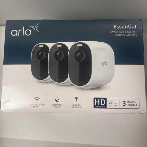 ARLO 3-Pk Essential Wireless Spotlight Security Cameras 1080P VMC2330 NEW SEALED
