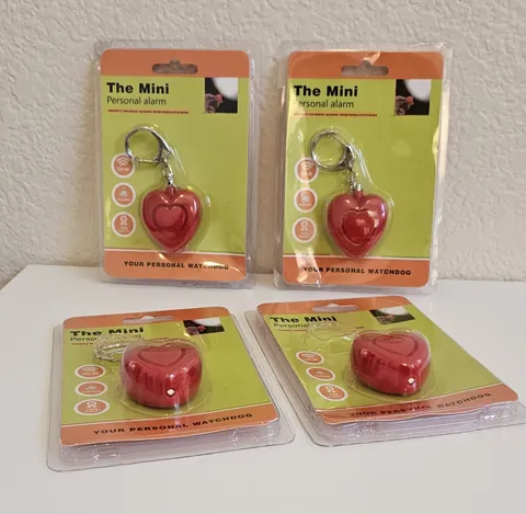 Set Of 4 Mini Personal Protection Keychain Heart Shaped