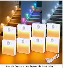 Packs de 8  luces  de escalera recargable con sensor de movimiento para interior