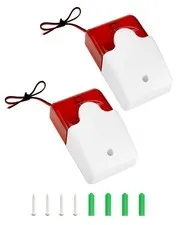 QWORK Electric Security Siren, DC9 to 12V Wired Strobe Siren with Red 