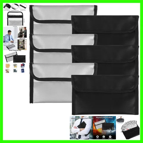 Protective Fireproof Money Bags - 6 Pack Zippered Pouches for Valuables & Travel