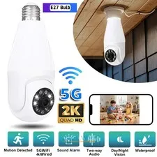 360° 2K E27 Light Bulb Security Camera Wi-Fi IR Night Vision Smart Home System