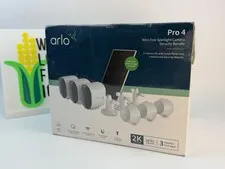 New! Arlo Pro 4 3-Cam Kit with Bonus Solar Panel - White - New