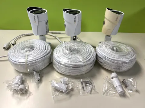 (3) QSEE QCN8099B 5MP IP HD POE  Security Cameras with 100ft Cables - TESTED