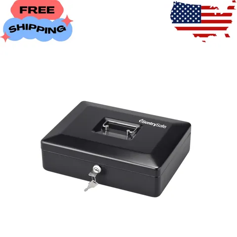 Deluxe Cash Box DCB 12 Portable Security Safe with Key Lock