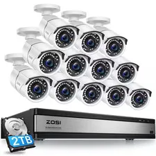 16-Channel 5Mp-Lite 2TB DVR Security System with 12 Wired 1080P Outdoor Bullet C