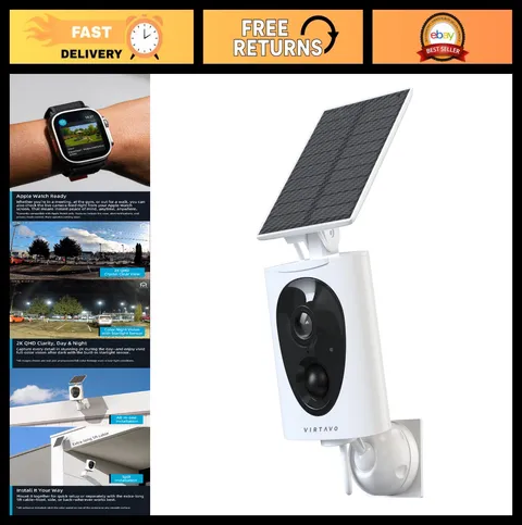 Wireless Solar Security Camera - 2K Starlight Lens, Color Night Vision, PIR Moti