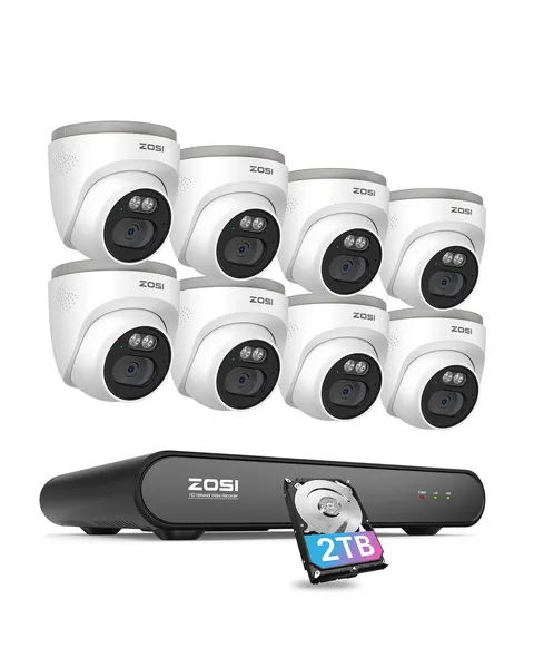 ZOSI 8CH 3K NVR 4MP Security PoE IP Color Night Vision Camera System 24/7 Record