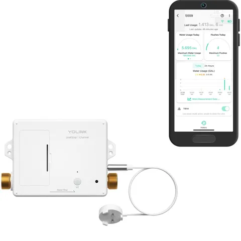 Yolink Leakstop 1-Channel For Toilets/Sinks Auto Shutoff Detector Real-Time