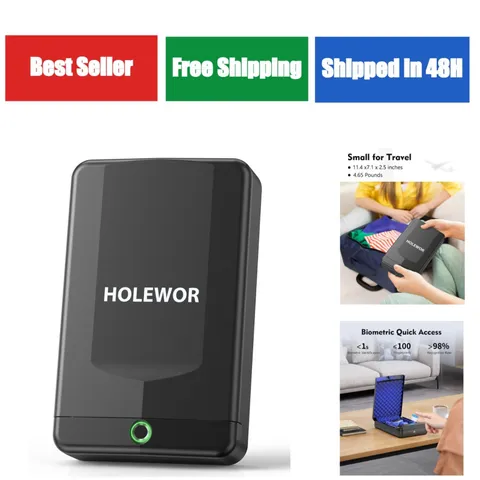 HOLEWOR Biometric Gun Safe - Portable Pistol Lock Box for Handgun