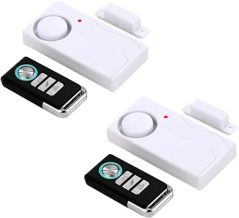 Door Alarms with Remote, Open Door Chimes, Pool Door Alarm, 2 Pack