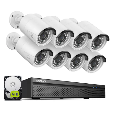 SANNCE 8CH 4K NVR 5MP Two Way Audio POE Security Camera System Human Detection