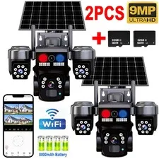 Solar Battery Powered Wireless WiFi Outdoor Pan/Tilt Home Security Camera System