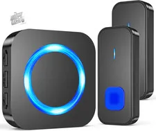 Wireless Doorbell Outdoor Home Wireless 400m Waterproof LED Black SURFOU