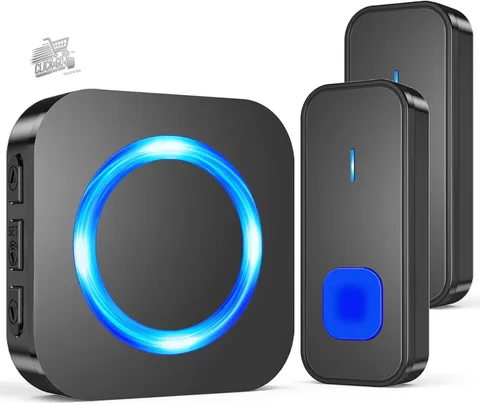 Wireless Doorbell Outdoor Home Wireless 400m Waterproof LED Black SURFOU