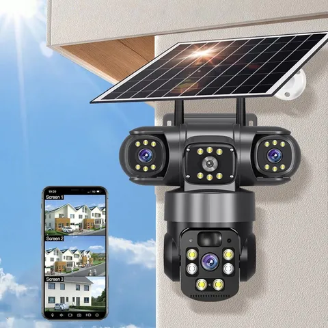 V380PRO 3 Lens 6MP Solar Home Security Camera Outdoor Wifi Wireless PTZ CCTV US