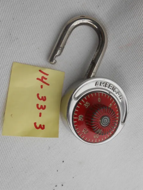 Vintage American Lock Company Red Combination Lock 14-33-3 Crete Illinois