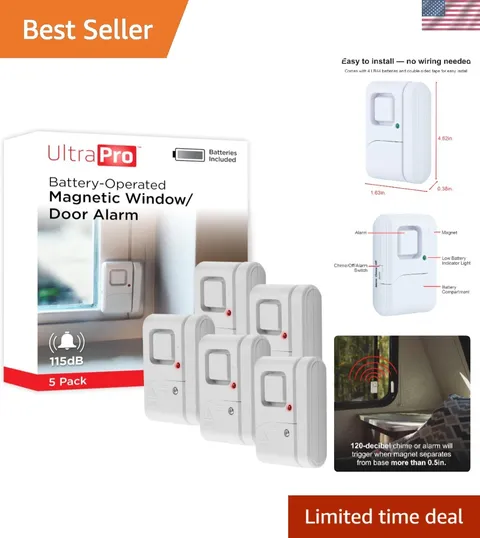 Personal Security Window and Door Alarm, 5 Pack, Wireless Chime | DIY Protect...